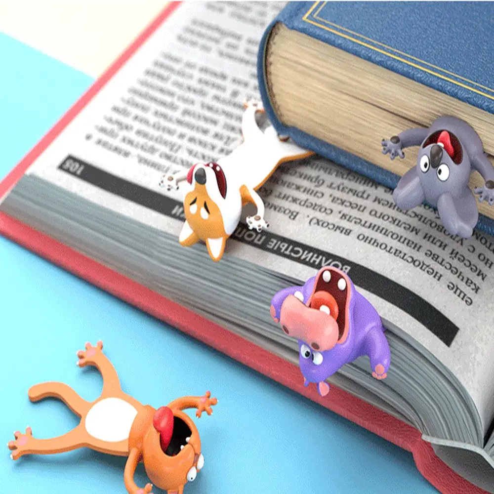 3D Stereo Cartoon Animal Bookmarks para crianças, Gato bonito original, Material de PVC, Papelaria engraçada da escola do estudante, Bookmark Gift