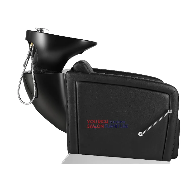 Portable Shampoo Bowls and Chairs Black Shampoo Bed Ceramic Basin Hair Salon Beauty Furniture
