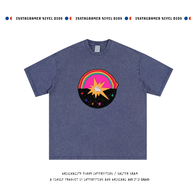 

Wax Dye Waed 280g ort Sve T-irt Summer New Sle Chic Student Versatile Cotton Casual Loose Fit round Ne Tee