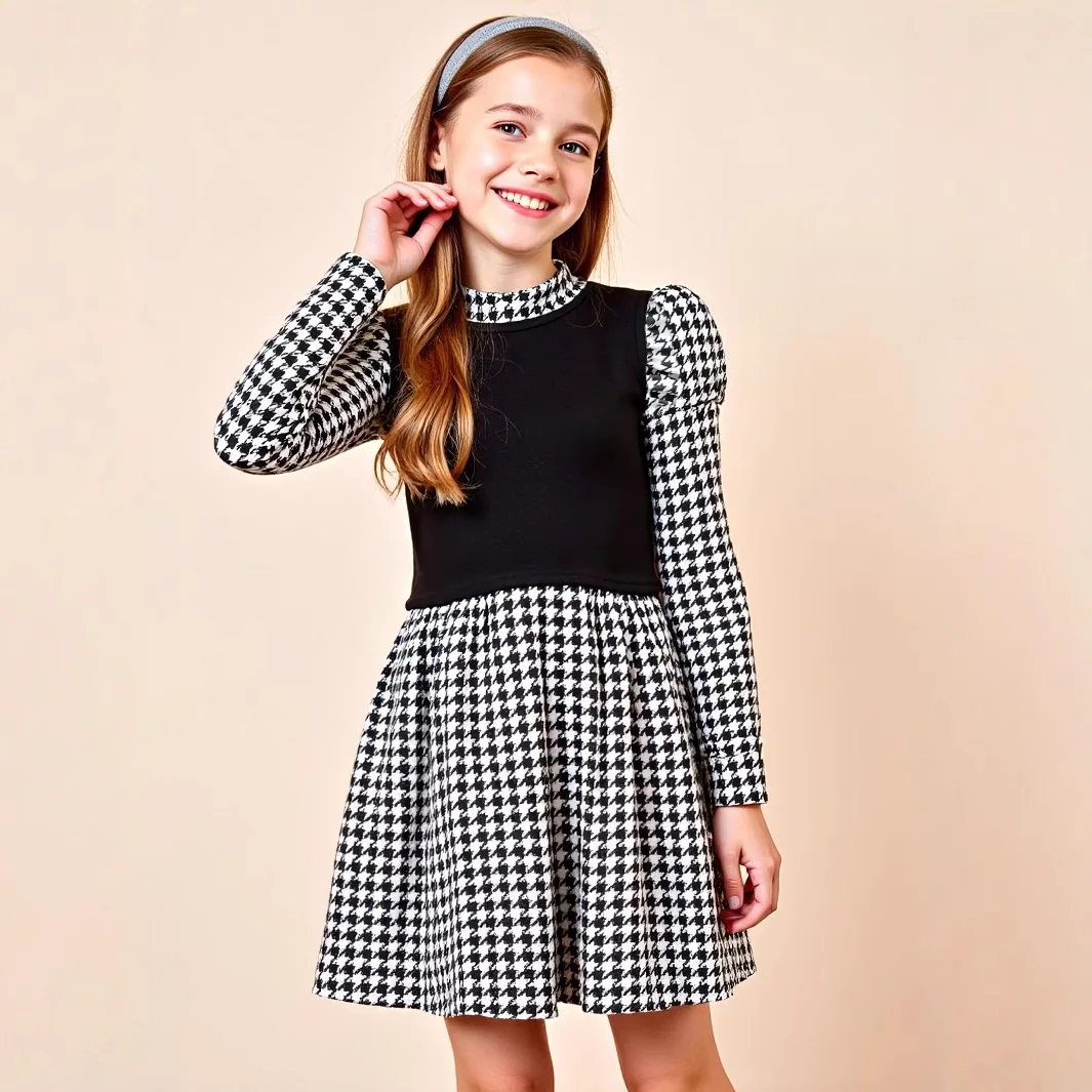 One Pcs Teen Girls' Dress Kids Autumn And Spring Dress Big Children Long sleeves Outfits For 7 8 9 10 11 12 13 14 15 16 Years