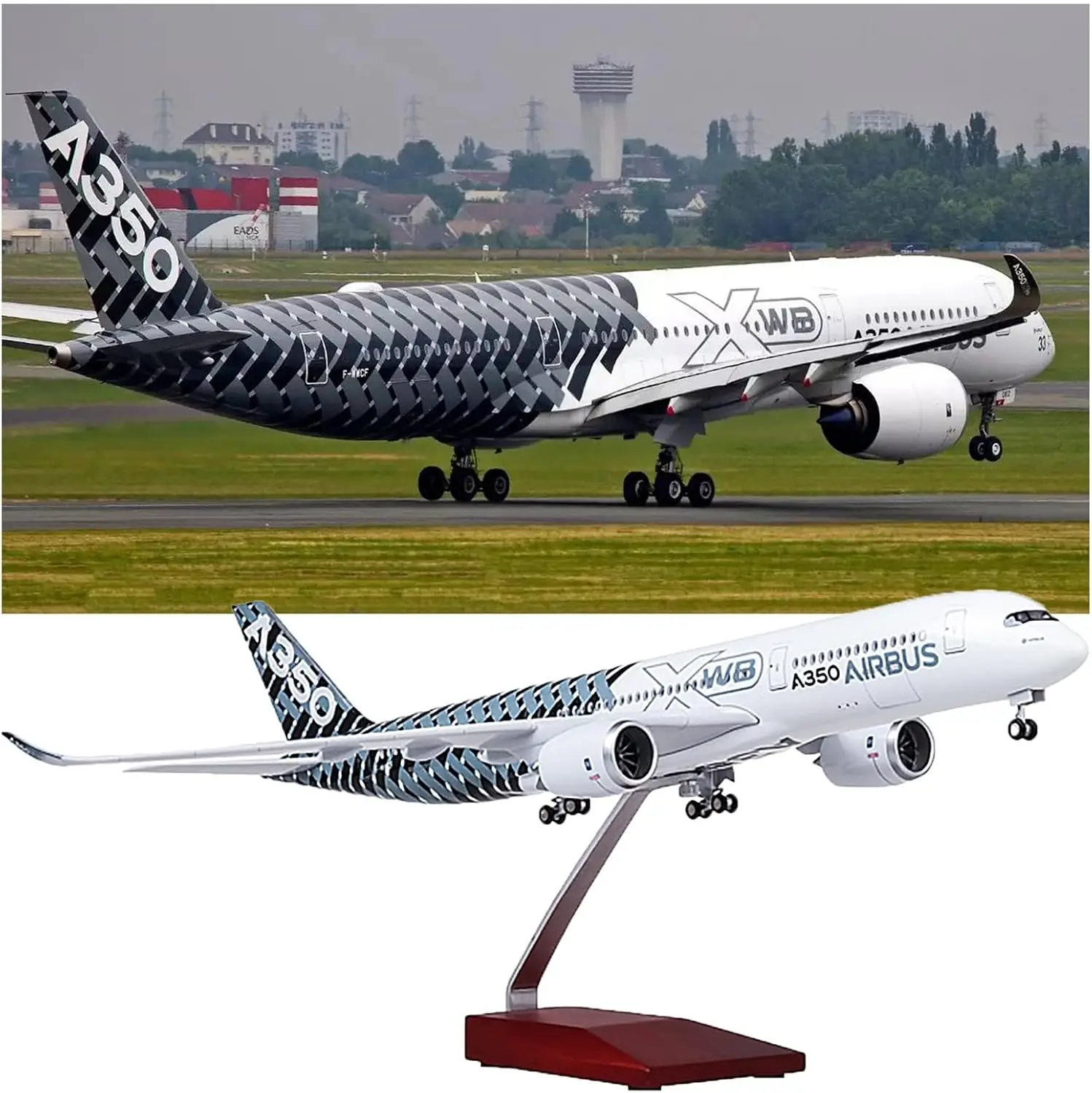 47cm Plane A350 Prototype XWB Airlines 1/142 Scale decor Diecast Resin Aircraft Model With Light Landing Gear Collection Gift