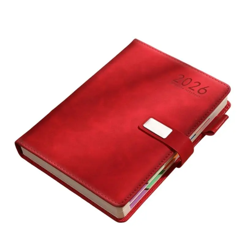 Y1UB 2026 Daily Journal Notebook 400 Pages Dated PU Leather Academic Planner with Colored Monthly Labels Closure