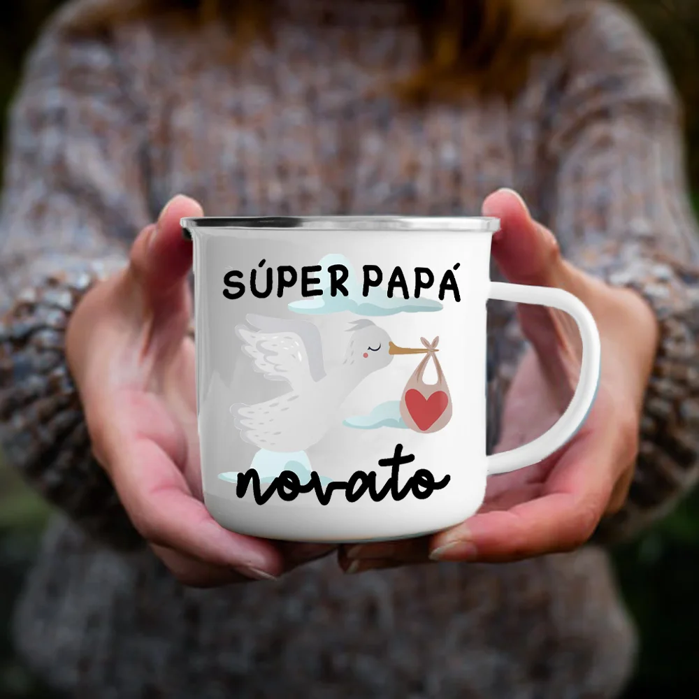 Super Dad Rookie Enamel Mug White Handled Cup Coffee Tea Enamel Mug Drink Water The Best Original and Fun Father's Day Gift