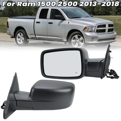 6 Pins Rearview Mirror Assembly For Dodge RAM 1500 2013 2014-2018 Textured Black Temperature Sensor Side Mirror Car Accessories