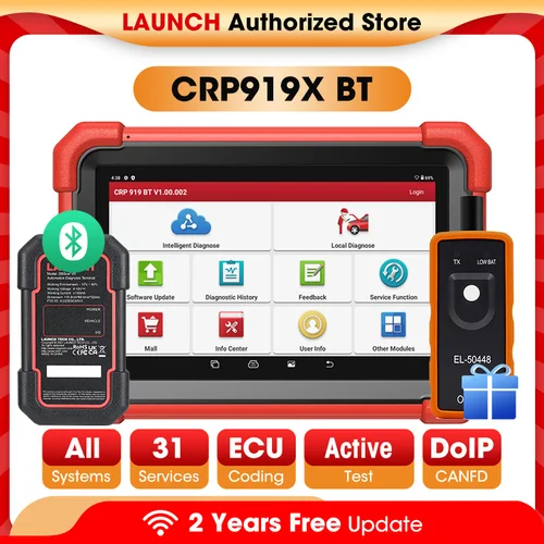 LAUNCH X431 CRP919X BT OBD2 스캐너, 자동차 진단 도구, CANFD DOIP ECU 코딩, 전문 스캔, 2 년 무료 업데이트
