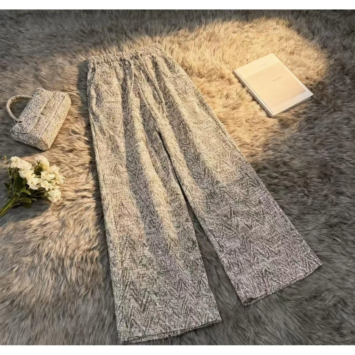 

Женские трикотажные брюки с высокой талией, осенне-зимний стиль, свободные, широкие, драпирующиеся, удлиненные, для повседневной носки