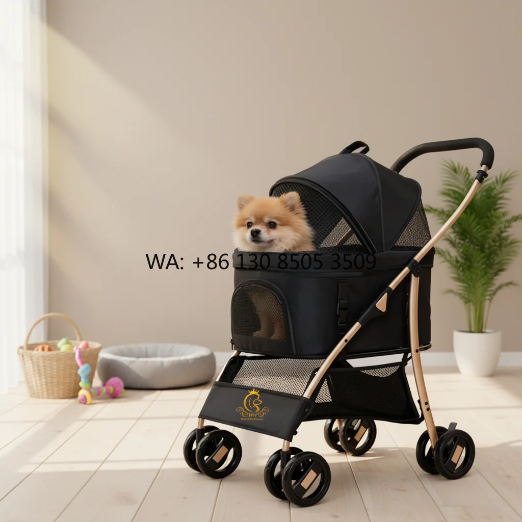 

Luxury Foldable Pet Stroller Frame Detachable Dog Stroller with Multiple Storage Stroller for Pet Outdoor Travel