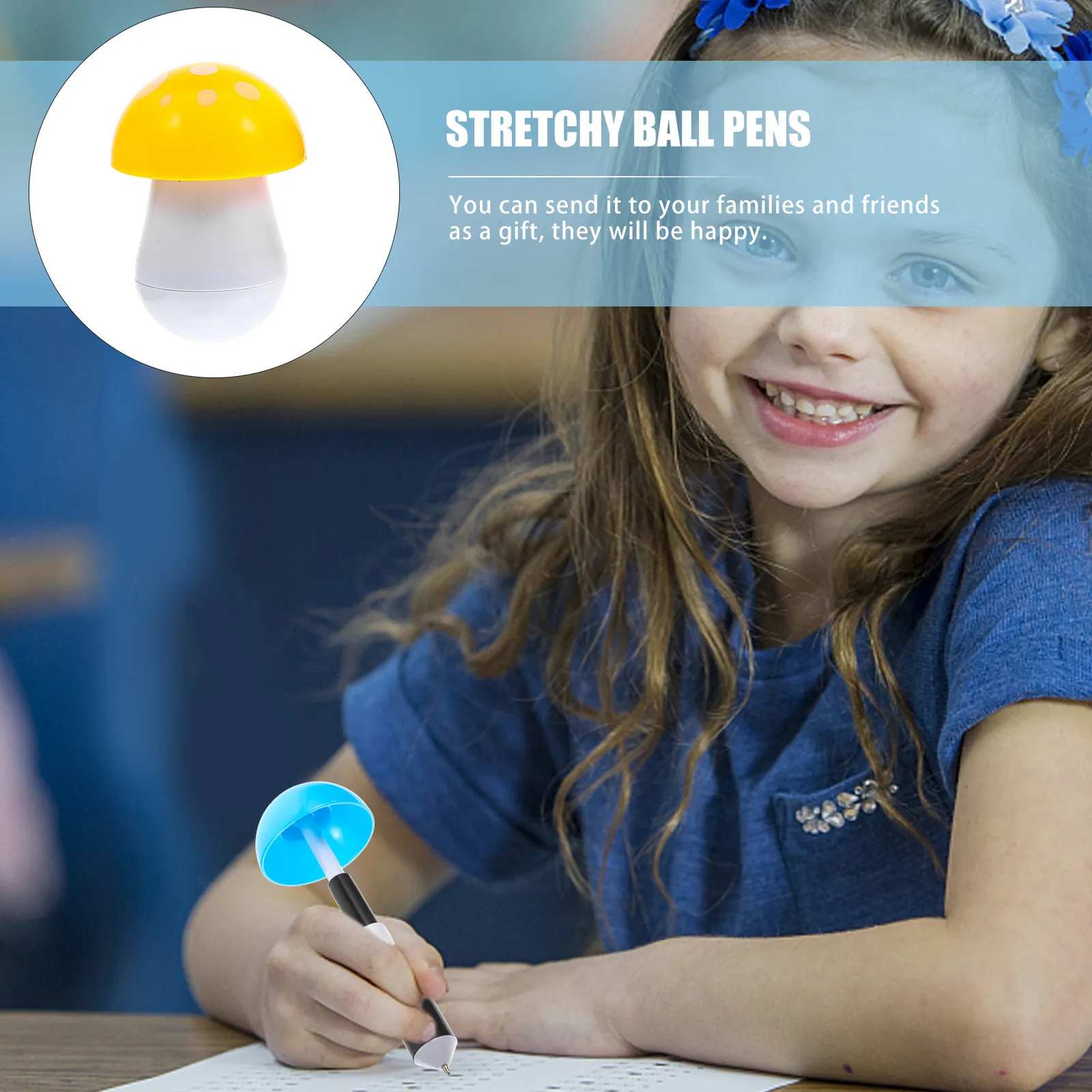 30Pcs Plastic Mini Ballpoint Pen Reusable For Pen For School Christmas Stocking Fillers Adorable Mushroom