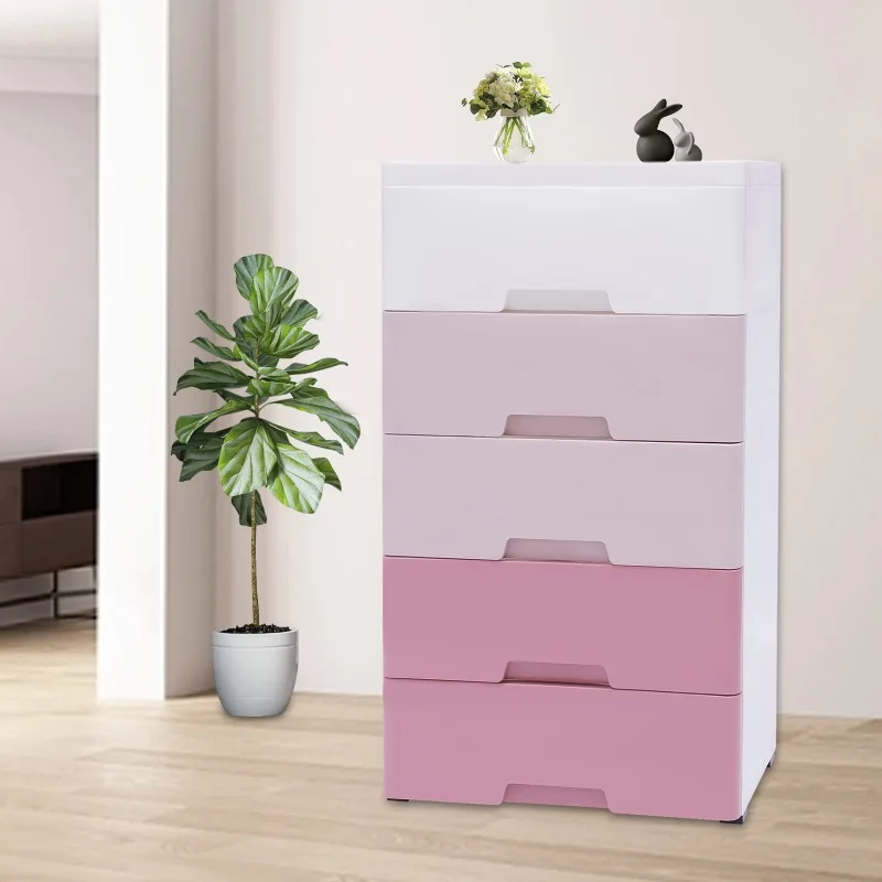 Plastic Drawers Storage with 5 Drawers Craft Organizers and Storage for Clothes, Towels, Toys Chest of Drawers for Playroom