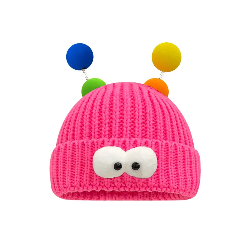 Monster Cap Woolen Hat Children Autumn Beanies Winter Funny Couple Knitted Hat Show Face Small Women Men Boy