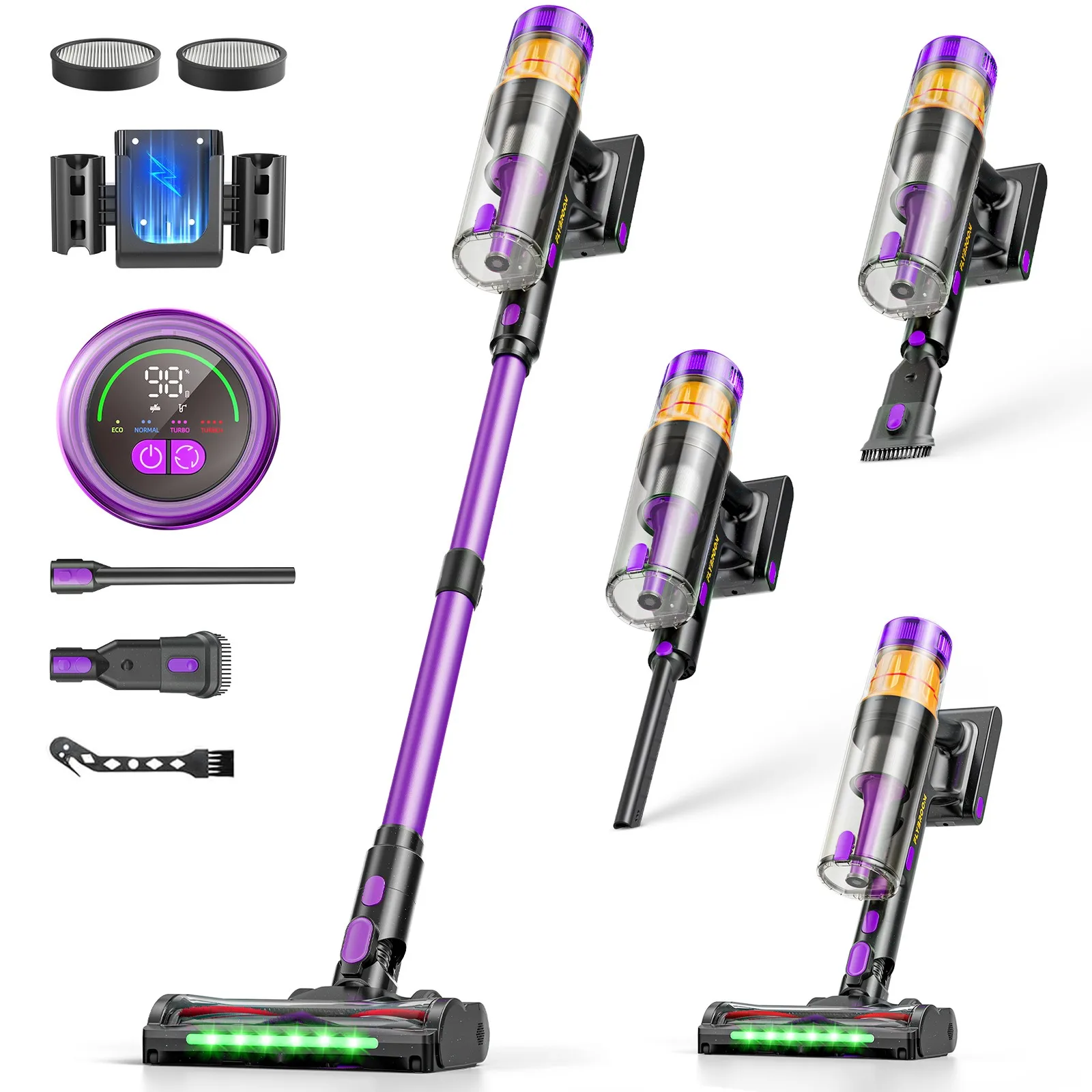 

Stick Cordless Vacuum Cleaner W/LED Screen 650W 48KPa Vacuum Anti-Tangle Brush