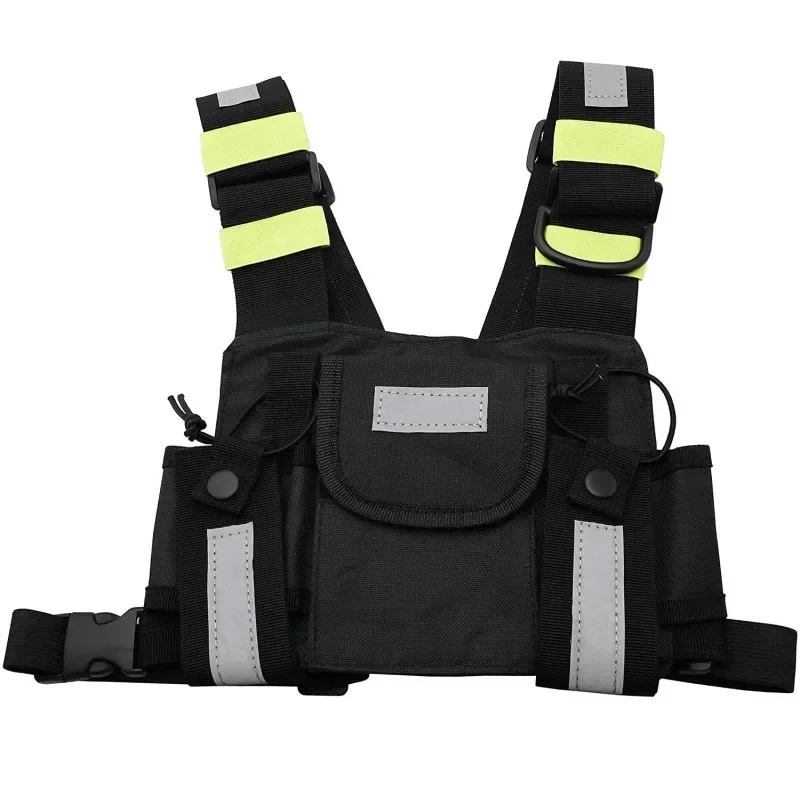 Shoulder Holster Two Way Radio Reflective Chest Harness Holder Bag Vest Rig Walkie Talkies Front Pack Pouch Case