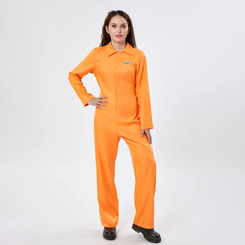 أزياء PrishbCostume Orange pour femmes et hommes، combinaison de prison évadée، الزي الرسمي دي ديفتينو، Oyun de Rolle d'Halloween