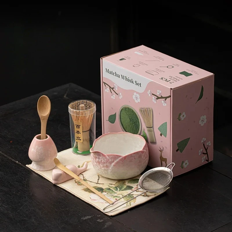 Matcha Set Matcha Whisk Set, Ceramic Matcha- Set 4/8 Pcs Matcha- Kit for Matcha- Lovers (Crystal Ice Flower Pattern) Matcha kit