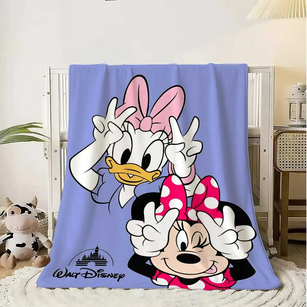 Colcha de dibujos animados de ratón y pato de Margarita en la cama, manta polar para sofá decorativo, mantas cálidas de invierno para el hogar, rodilla doble
