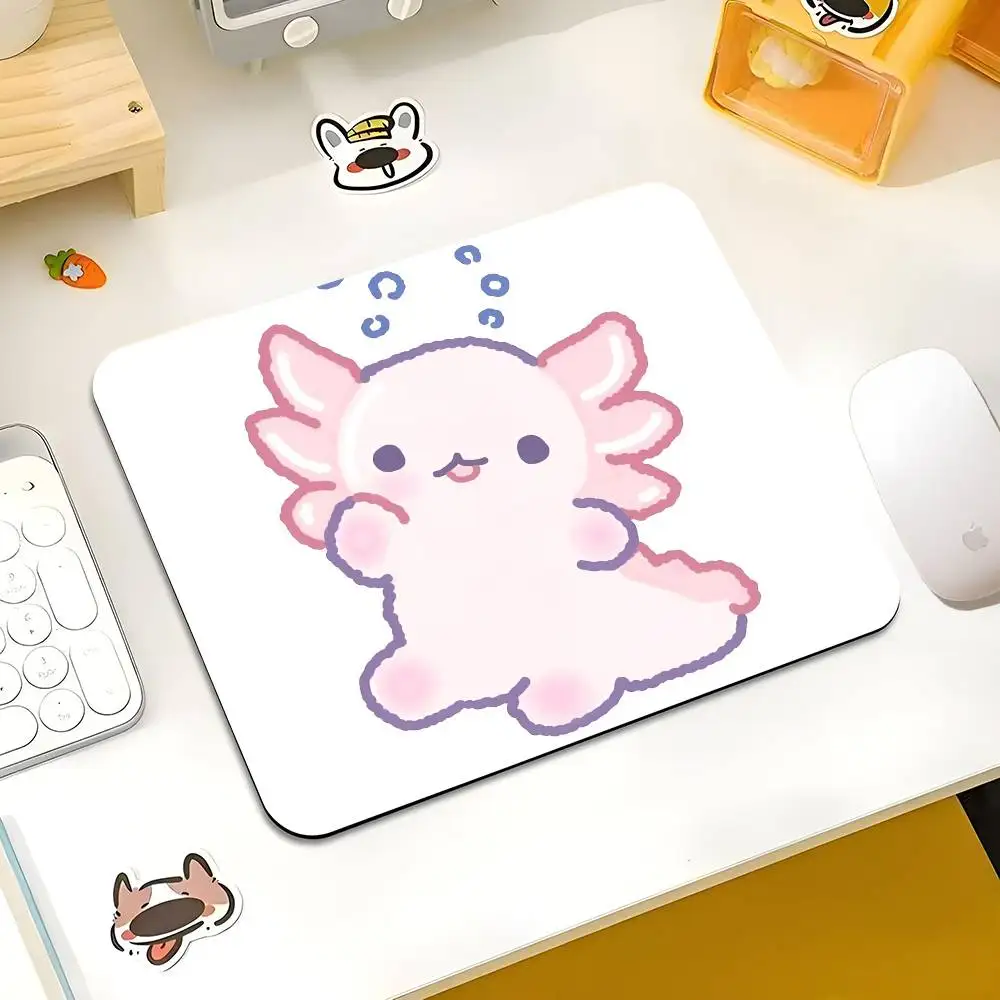 C-Cute Pink A-xolotl Cartoon Graphic Mousepad Small LockEdge Mouse Pad For Gamers Computer Desk Pad Rectangular Anti-slip Rubber