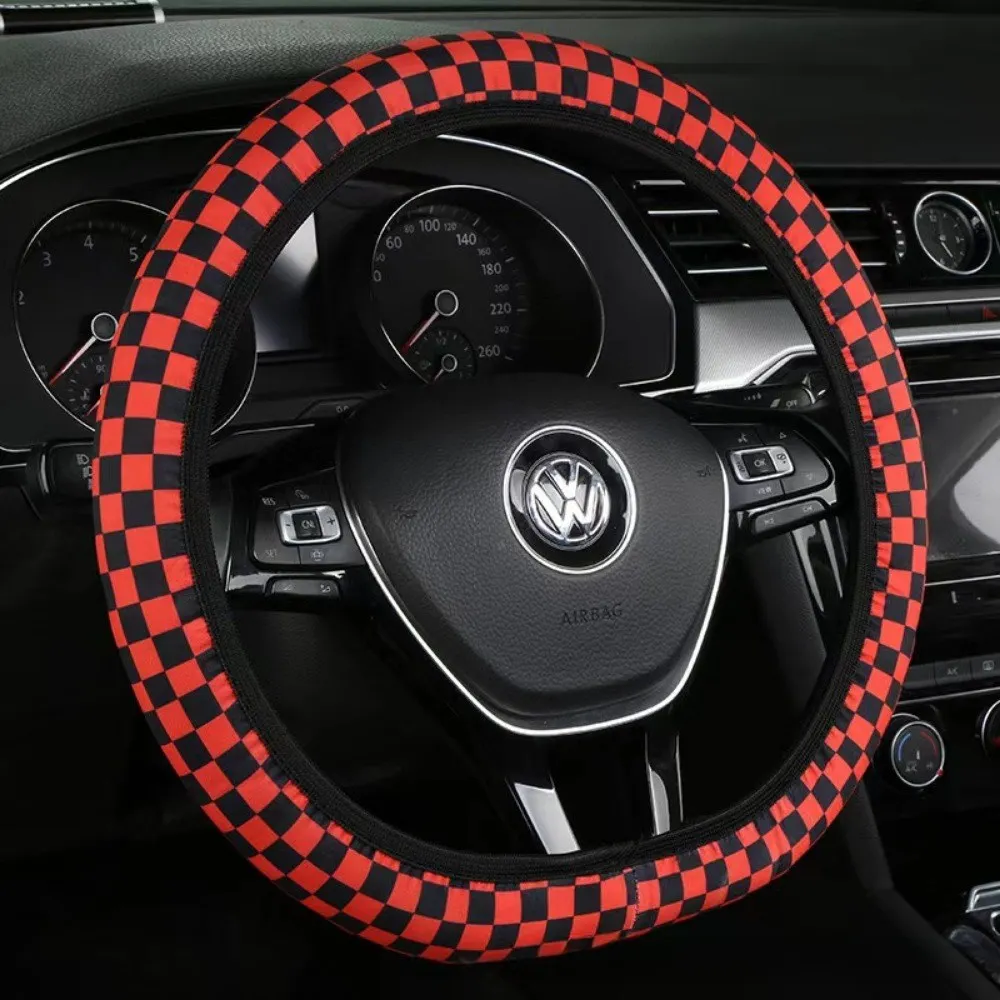 New Style Wheel Steering Protector Checkerboard Auto Car Steering Wheel Cover Plaid Universal 37-38cm Steering Wheel Protector