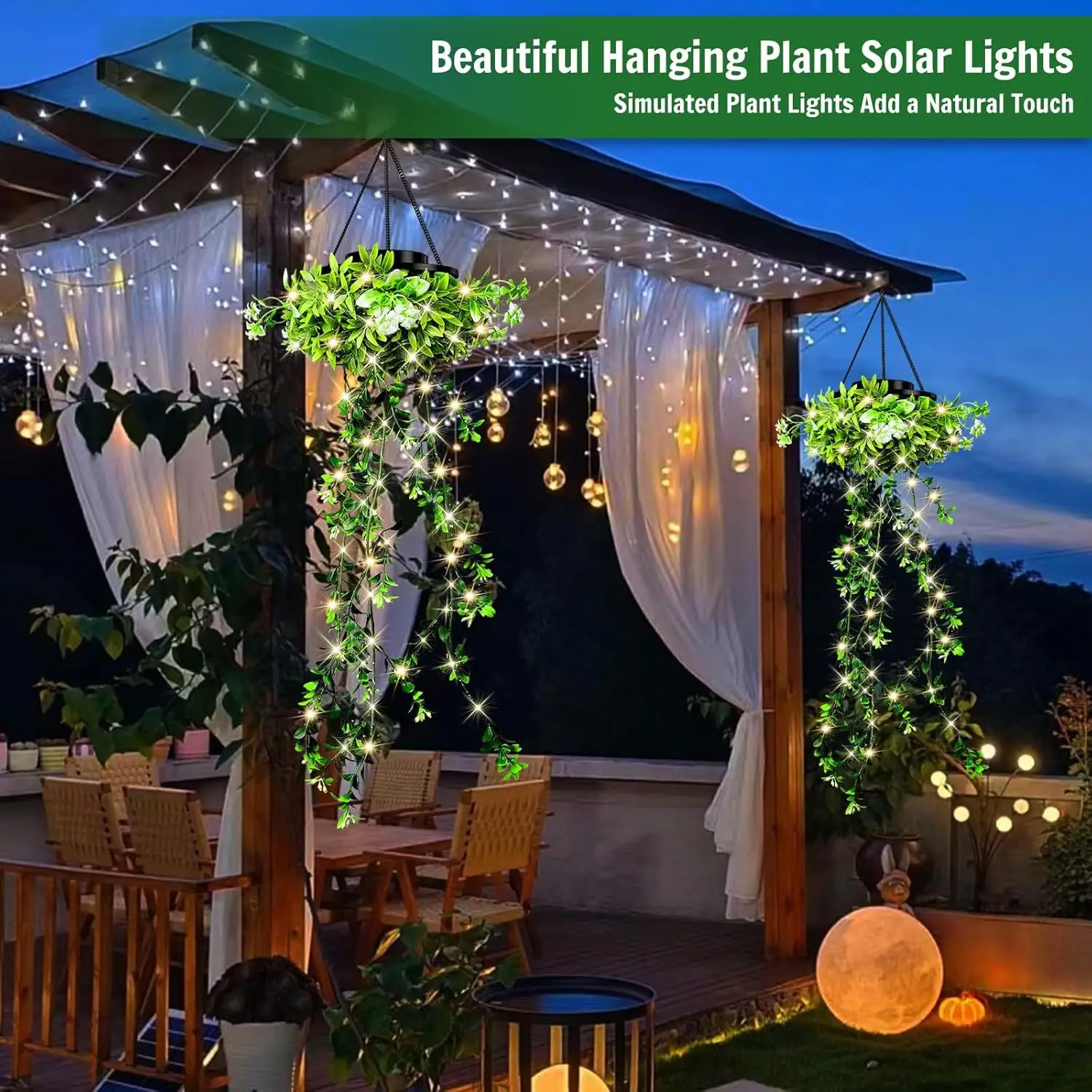 Outdoor Solar String Lights Hanging Flowers Light for Home Garden Enthusiasts Porch Wall Patio Tree Waterproof Solar Decorative