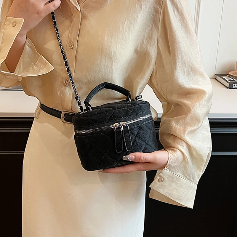 Fashion Pink Small Square Bag for Women\'s 2024 New Versatile Chain Crossbody Bags Korean Popular One Shoulder Bag Trend