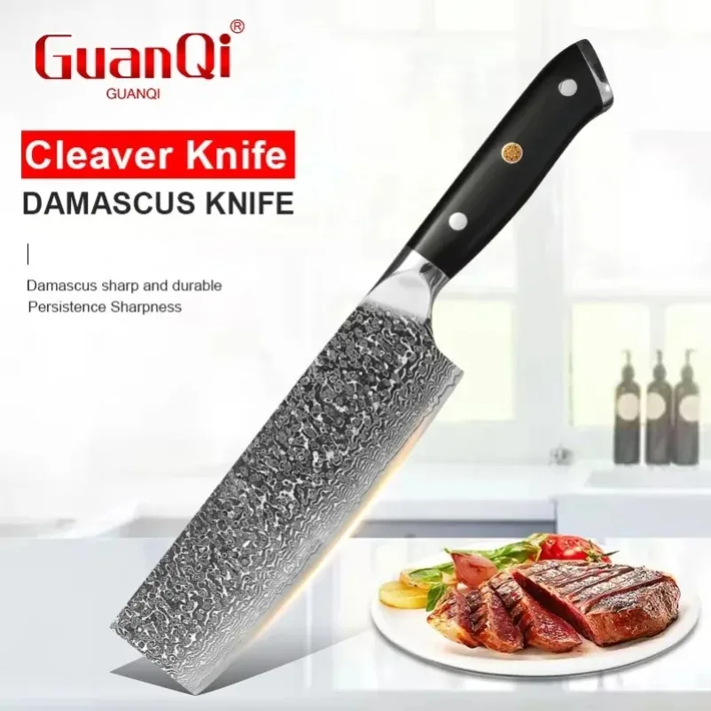 Damascus Steel Slicer Meat Vegetable Fruit Utility Professional Kitchen Knives Sharp Chef Cooking Knive G10 Handle Cleaver Tools