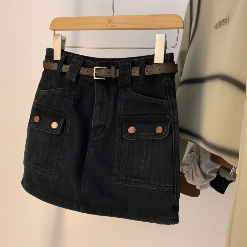 

Узкие джинсовые юбки с запахом для женщин Gyaru Coquette Роскошная элегантная трапециевидная повседневная новинка лета 2025 Эстетичная женская джинсовая юбка с V-образным вырезом