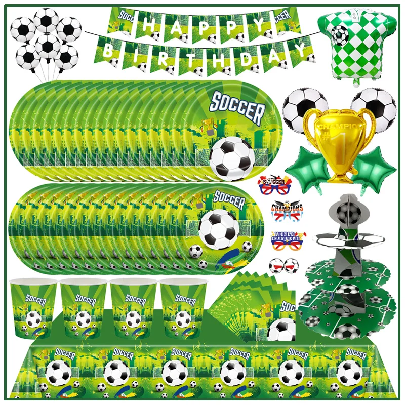 Football Soccer Birthday Party Decorations Football Soccer Theme Balloons Green Paper Plates Napkins Cups Baby Shower Supplies