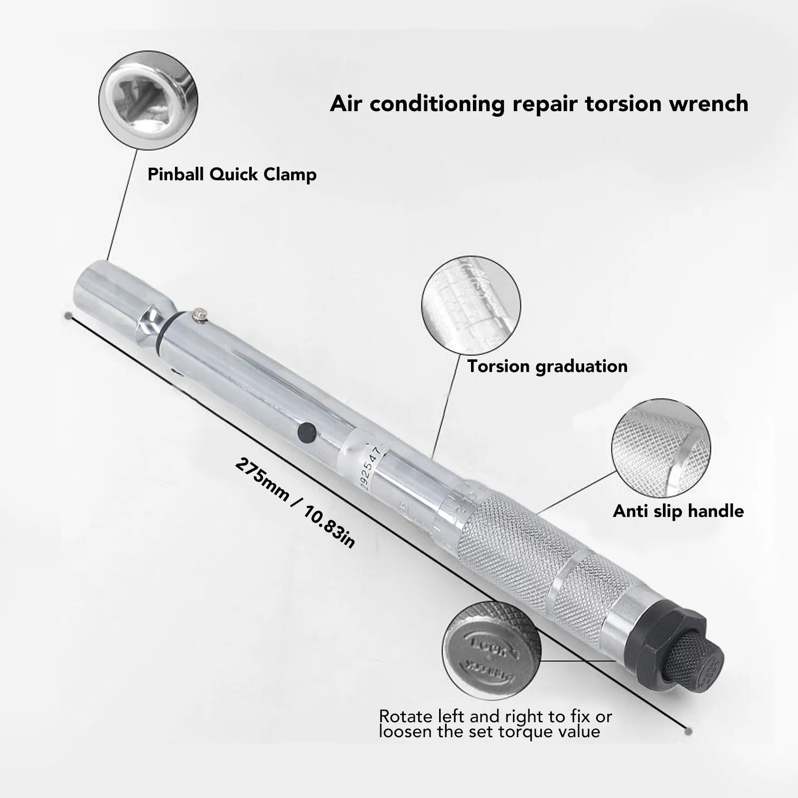 1 Set Air Conditioner Torsion Wrench Set High Carbon Steel Good Accuracy Torsion Wrench for Disassembly Maintenance Repair Tools