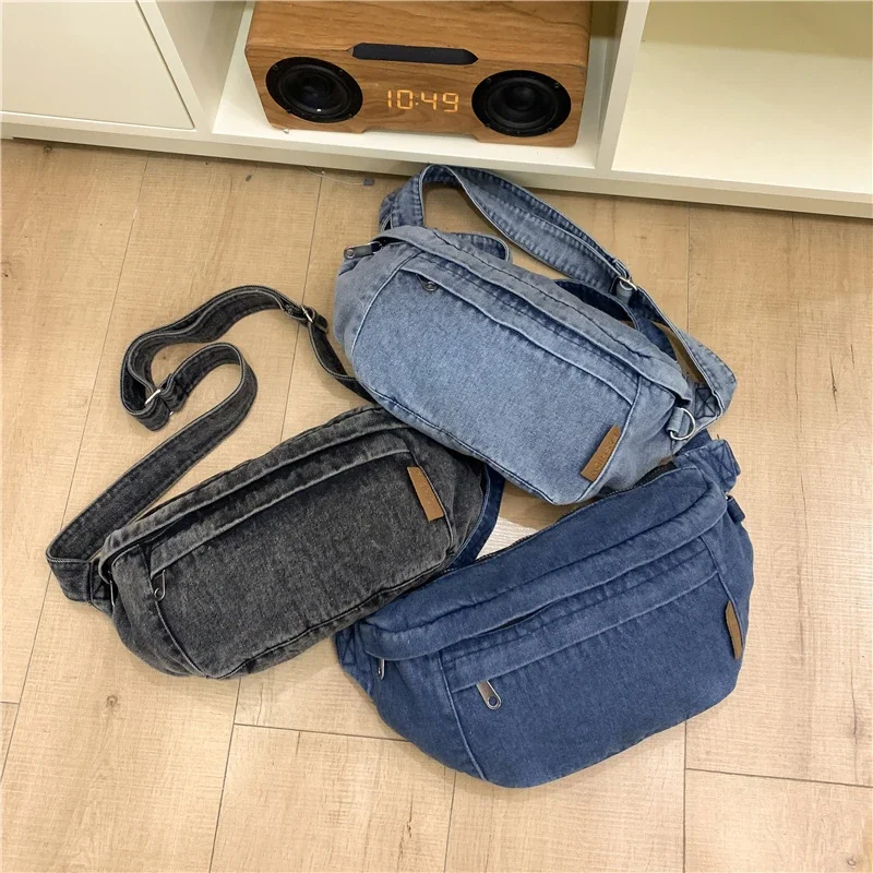 Sewing Thread Denim Zipper Ladies Waist Packs Youth Female Crossbody Bags on Sale 2024 Brand Hot Sale Bolsas Para Mujeres