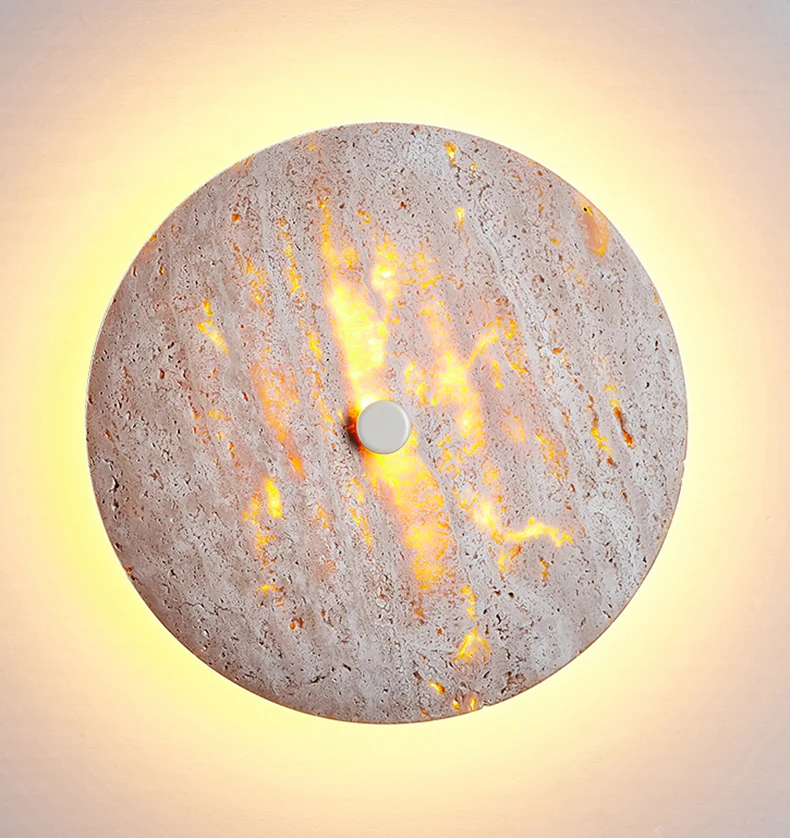 Art Round Natural Stone LED Wall Lamp