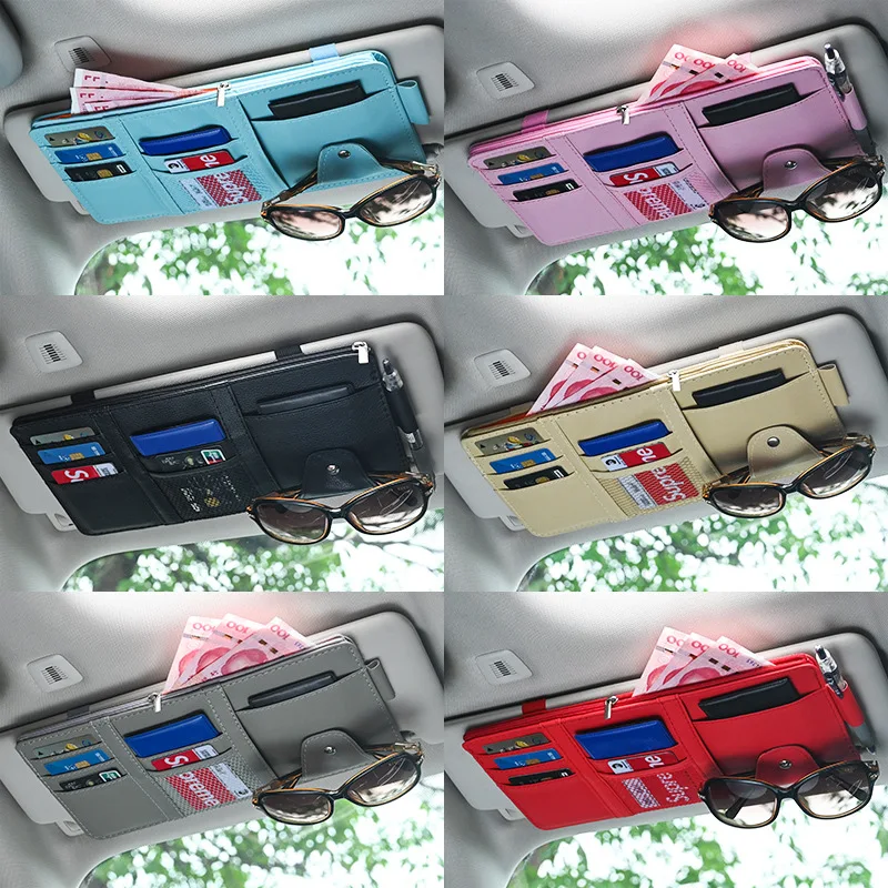 

Car Visor Storage Organizer Bag Universal Phone Card glasses Pen Holder Auto Interior Sturdy Multipurpose Pouch Car Accessories