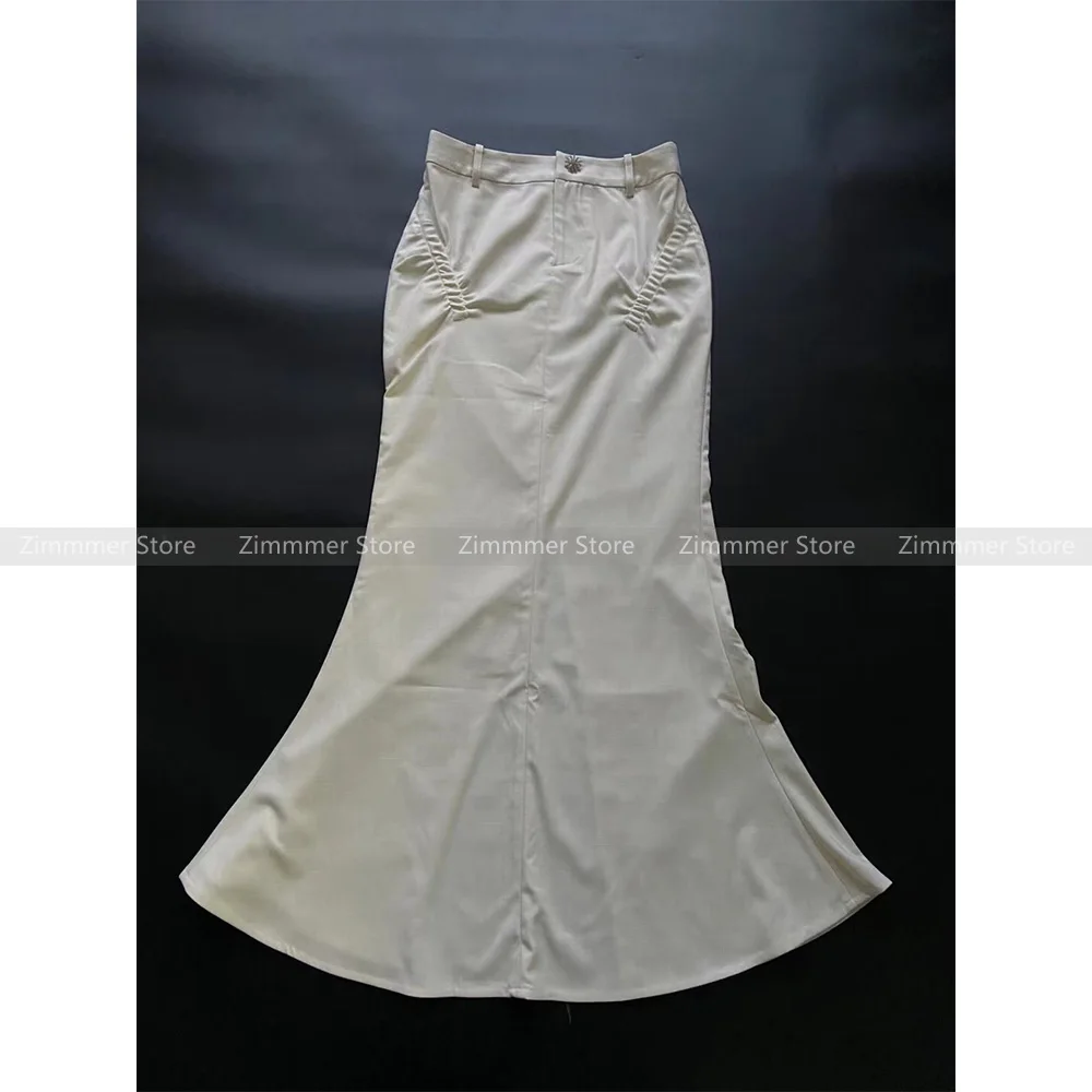 Minimalist high waist irregular splicing thin fishtail skirt A word half skirt female 24 summer new