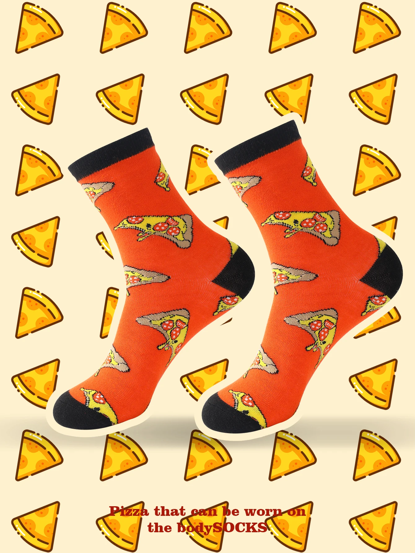 زوج واحد من جوارب البيتزا المتوسطة القطع للجنسين مع هدية عطلة إبداعية ومثيرة للاهتمام