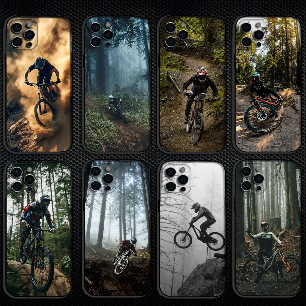 

mountain bikes Phone Case For iPhone 16,15,14,13,12,11 Plus,Pro Max, Soft Silicone Black Cover