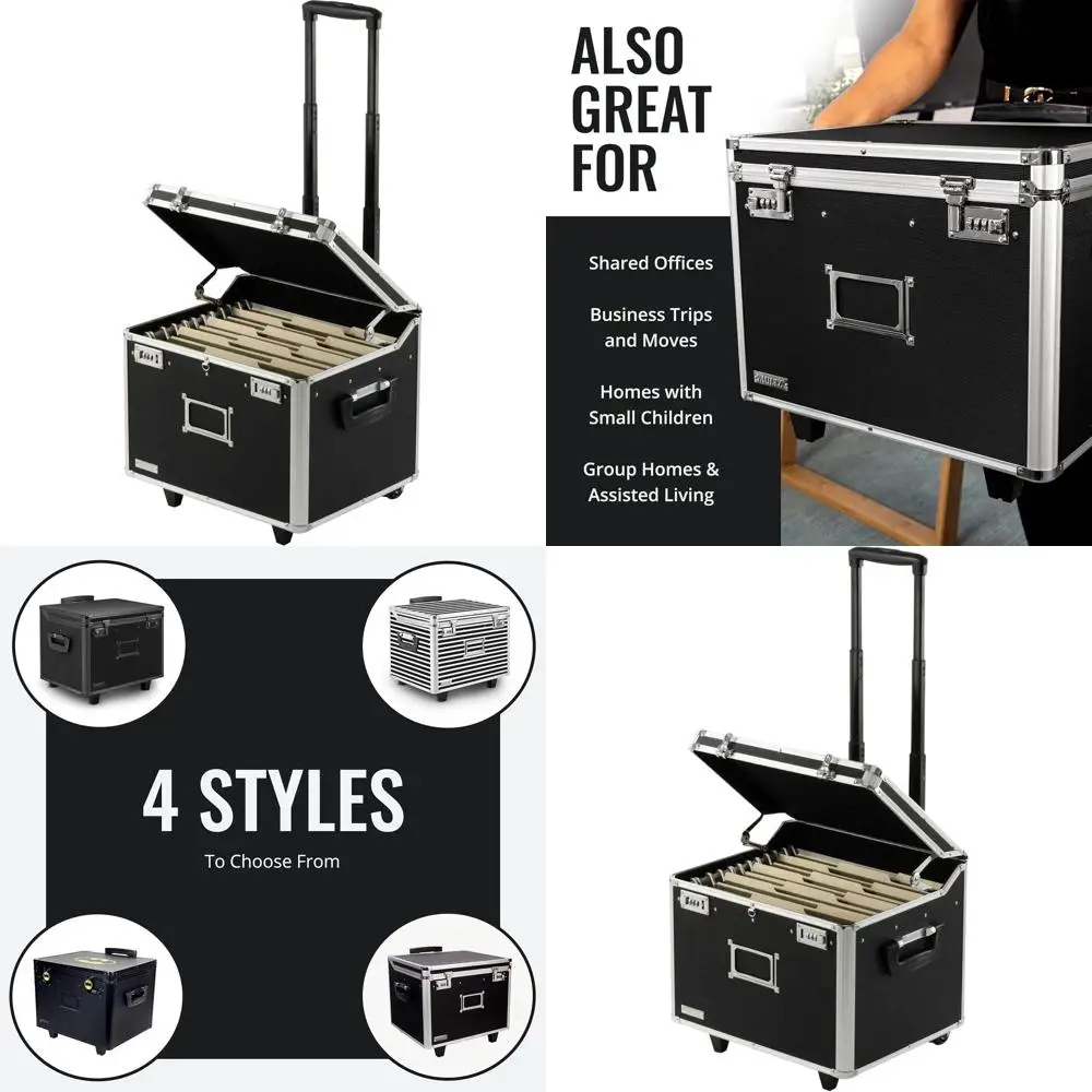 

Portable Letter/Legal Size Storage Box with Handle - 14.5 x 17.5 x 15.5 Mobile Lock Box - Double Combination Locking Cabinet - B