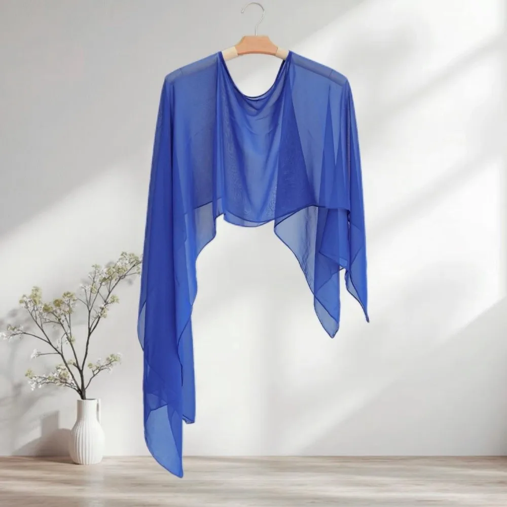 New Solid Color Chiffon Cape Shawl Loose Fit One Size Wedding Jacket Sheer Transparent Chiffon Shrug For Women Ladies