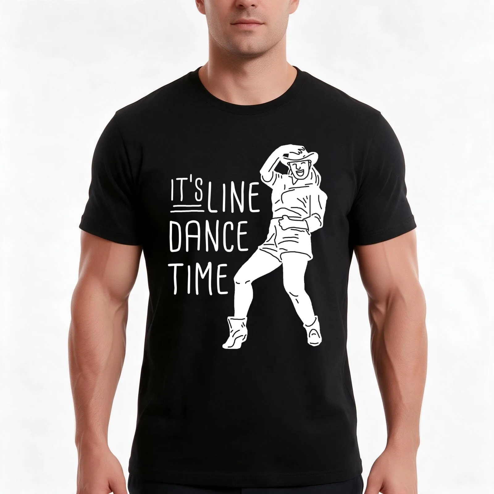 Its line dance time gift for dancing dancer T-Shirt, Summer Casual Cotton Tee, Oversized Streetwear Tops, Vintage Graphic Print