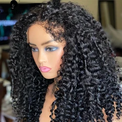 Perruque Full Lace Wig naturelle brésilienne Remy, cheveux crépus bouclés, avec baby hair, naissance des cheveux, pour femmes africaines