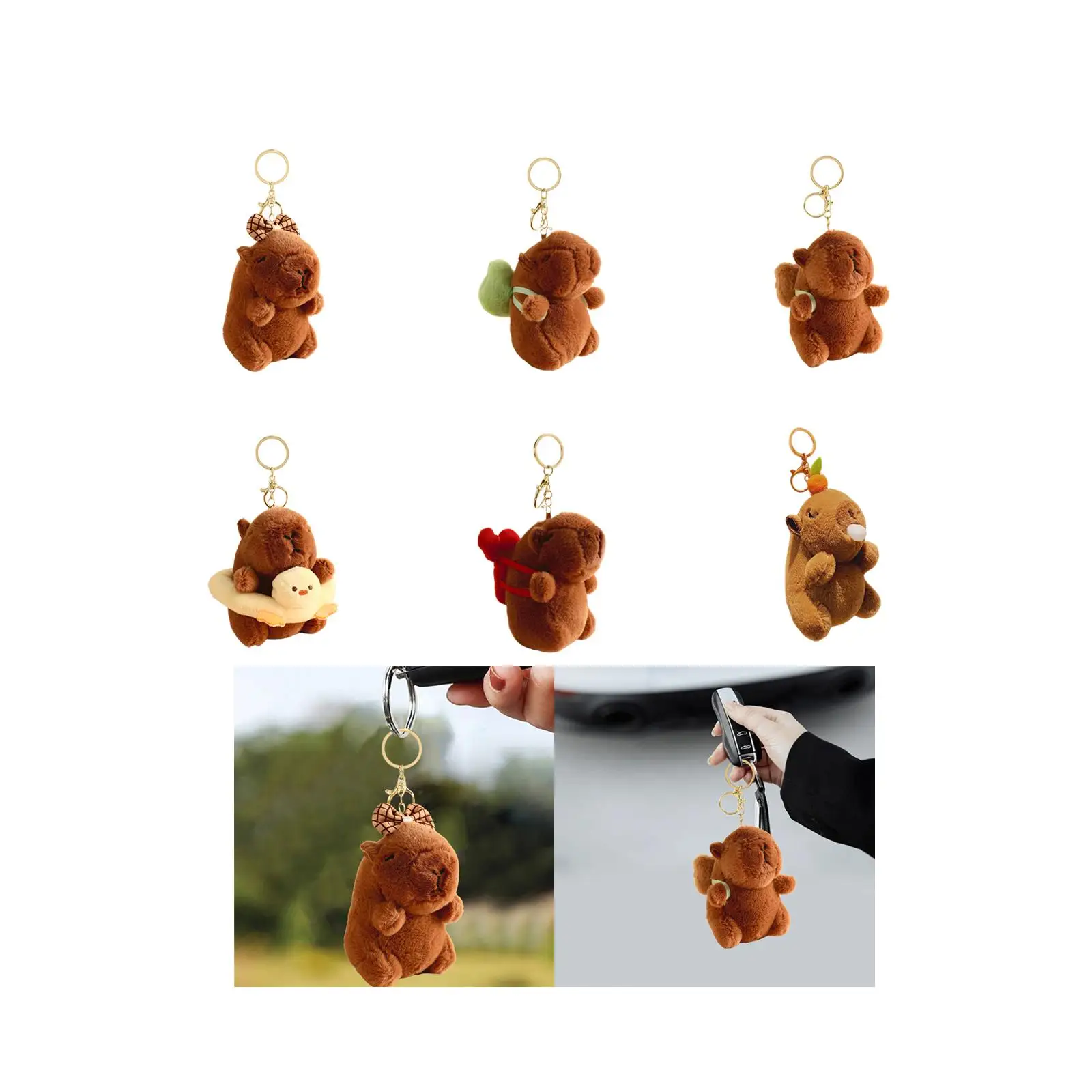 كابيبارا سلسلة المفاتيح القطيفة كابيبارا حقيبة الحيوانات المحشوة قلادة زخرفة المحمولة