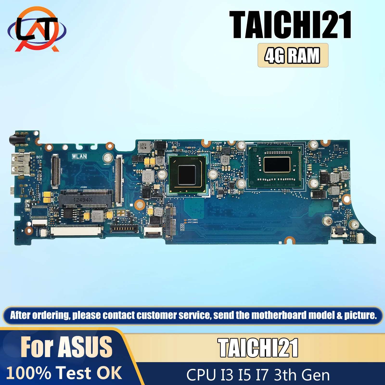 

Notebook TAICHI21 Mainboard For ASUS TAICHI 21 Laptop Motherboard With I3-3217U I5-3317U I7-3537 CPU 4GB RAM DDE4