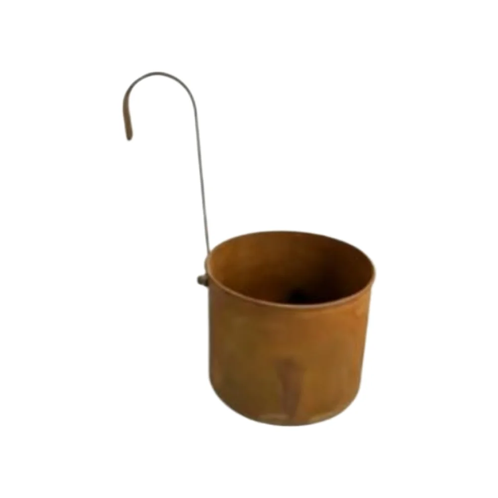 Vintage Rustic Iron Hanging Basket for Plants Flowers Indoor For Outdoor Wall Fence Garden Decor Brown 13.5x19.3cm 19x23.5cm