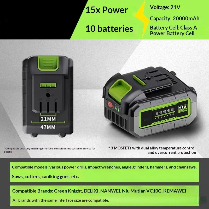 21 فولت أداة السلطة بطارية ليثيوم المفتاح الكهربائي غسيل السيارات بندقية منشار كهربائي بطارية الطاقة العالمي 21 فولت Bat터ı Bateria Gasam #5