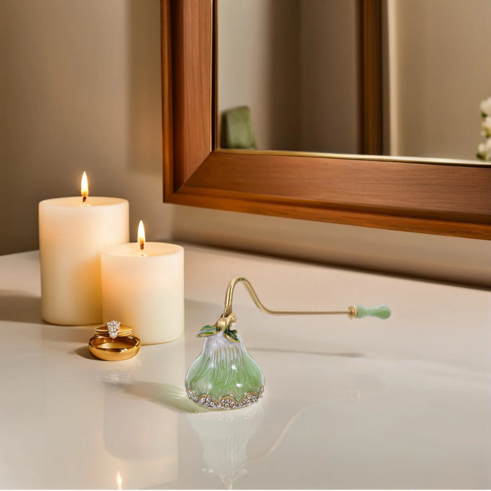 

Rustic Snuffer Decorative Flower Head Long Handle Extinguisher Wax Splatter Vintage Decor Rustic Wick Snuffer