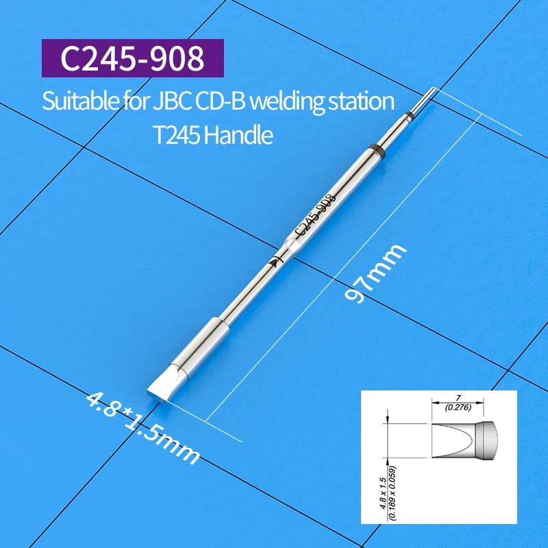 NONE OEM C245 Lötkolbenspitzen C 245906 /907/908/966/911/944/866/808/811/844 Lötspitze vom Meißeltyp, kompatibler JBC T245-Griff 3
