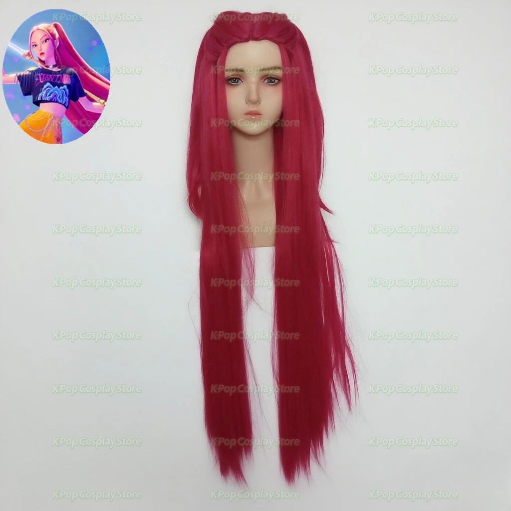 

New 2025 KPop Demon Hunters Mira Cosplay Wig Rose Red Long Straight Hair Zoe Black Braid Rumi Purple Braid New Wig