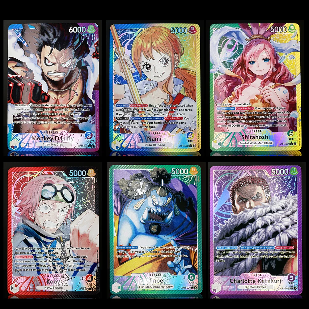 OP11 Leader Card Set One Piece TCG OPCG English Leader Card Luffy Nami Jinbe Koby Katakuri Shirahoshi Textured Foil Card