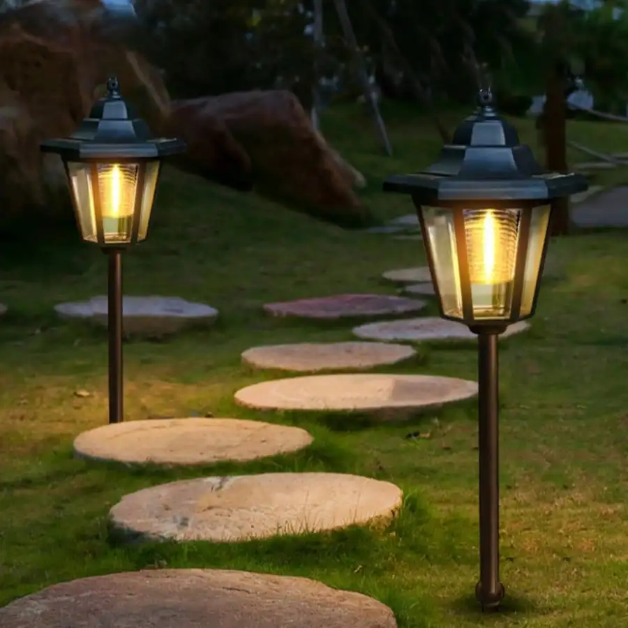 1 Stück Solar-Wegeleuchte: Retro-Sechskant-LED, Schaltersteuerung, 600 mAh Ni-MH, Gartengebrauch im Freien