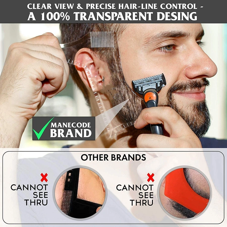 Picture 5: 2pcs/set Beard Shaping Tool for Men – Multi-Line Beard Trimming Template with Built-in Comb, Beard Guide for Precise Shave Style