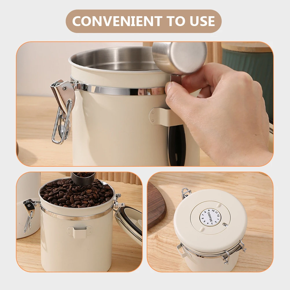 

Stainless Steel Airtight Jar Tea Canister Coffee Bean Container Sealed Storage Box Practical Food Grade Rice Holder