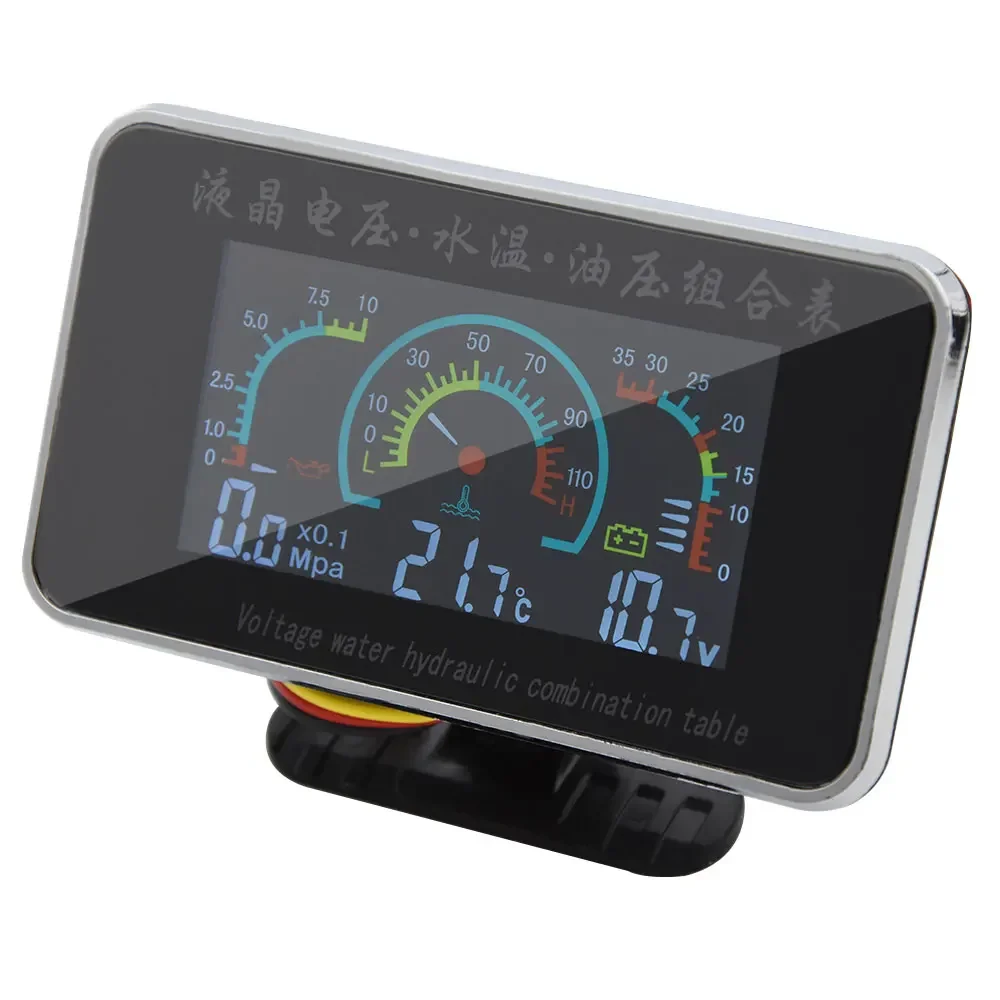 100% Oil Pressure+Water Temperature+voltage Gauges 3 IN 1 LED Display Car Digital Meter with Alarm Multi-Function Digital Gauge
