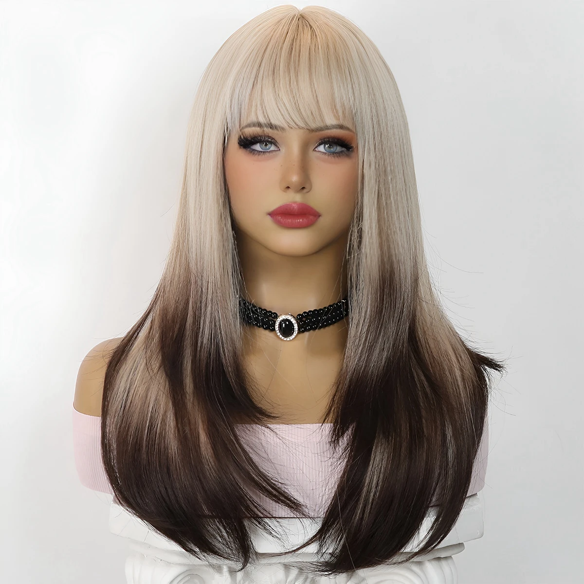 

High Quality Golden Brown Gradient Cloth Doll Color Wig High-Level Matural Micro Curl Heat Dissipation For Women's Wig